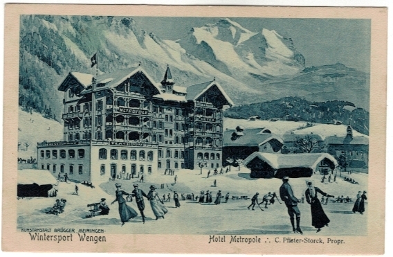 <p>Reklame Karte : Hotel Metropole Wengen C. Pfister-Stork , Prosit Neujahr , Karte Top Zustand</p>
